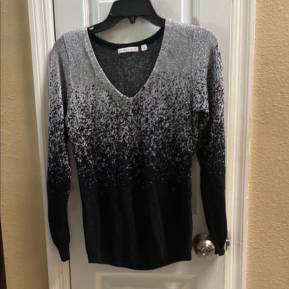 Notations Sweaters - Notations Black and Gray Knit Top NWOT never worn. Sparkly silver/ black sweater